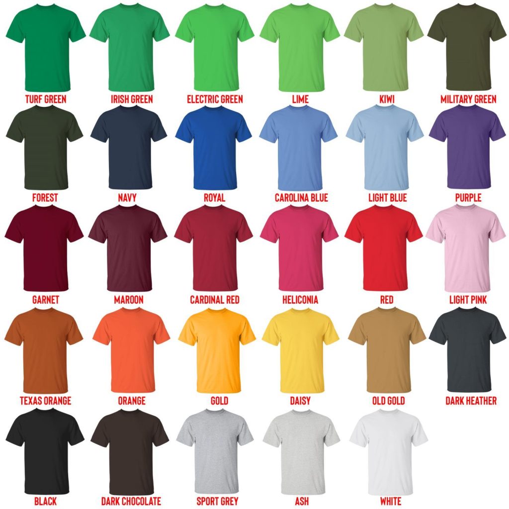 t shirt color chart - Bayonetta Store